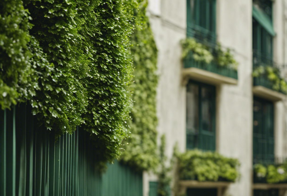 Mur de balcon vert luxuriant, professionnel, 4K, détaillé