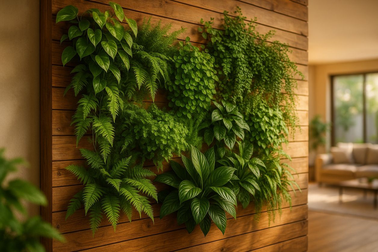 Mur végétal intérieur : bois et nature
