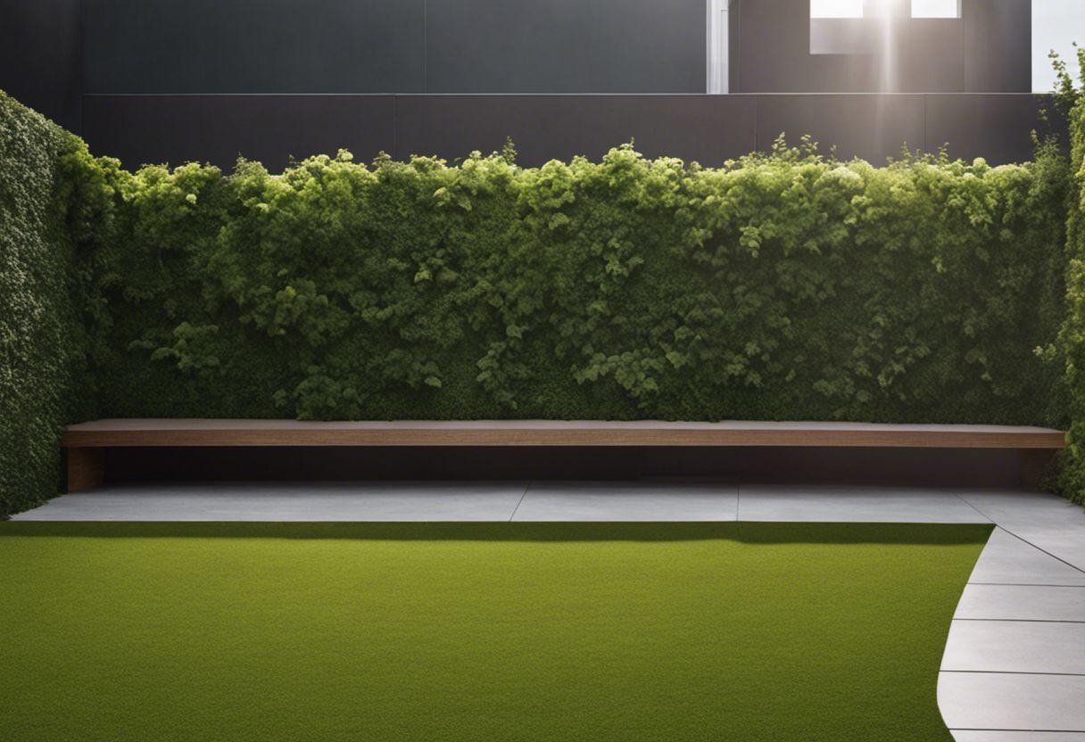 Mur vert sur une terrasse, très détaillé